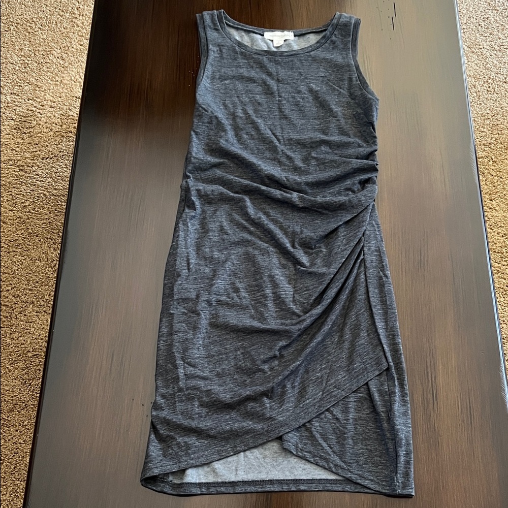 Treasure & Bond Sleeveless Ruched Dress in Heathered Charcoal Size Medium